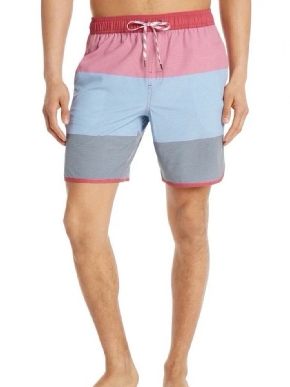 NWT Men's Colorblock Swim Trunks in Coral, Light Blue & Gray size 3XL